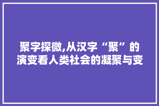 聚字探微,从汉字“聚”的演变看人类社会的凝聚与变迁