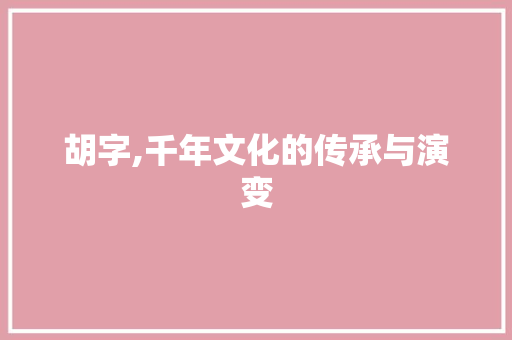 胡字,千年文化的传承与演变