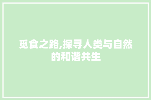 觅食之路,探寻人类与自然的和谐共生