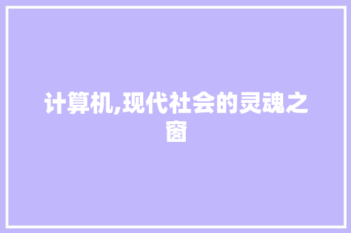 计算机,现代社会的灵魂之窗