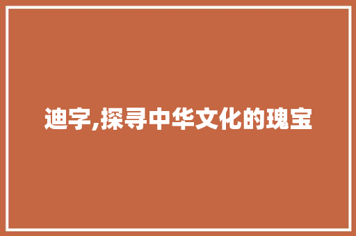 迪字,探寻中华文化的瑰宝