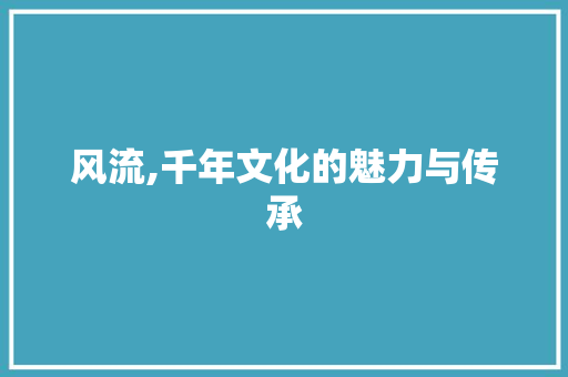 风流,千年文化的魅力与传承