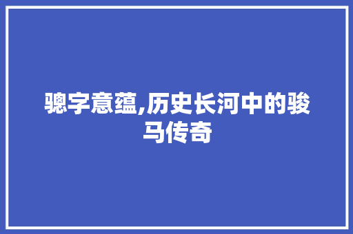 骢字意蕴,历史长河中的骏马传奇