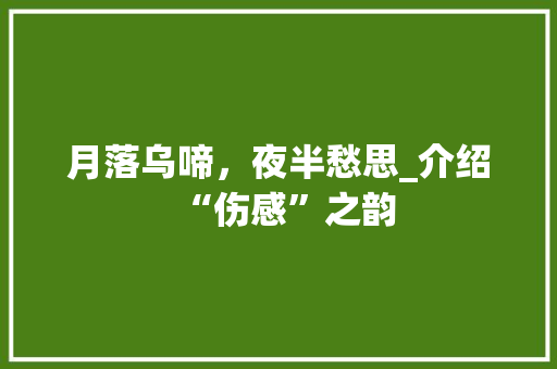 月落乌啼，夜半愁思_介绍“伤感”之韵 应用文