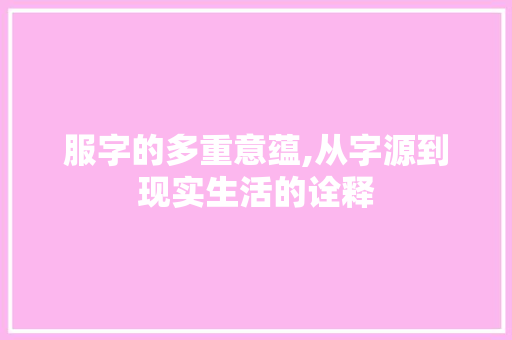 服字的多重意蕴,从字源到现实生活的诠释 会议纪要
