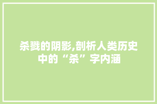 杀戮的阴影,剖析人类历史中的“杀”字内涵