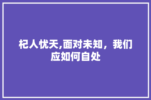 杞人忧天,面对未知，我们应如何自处 会议纪要