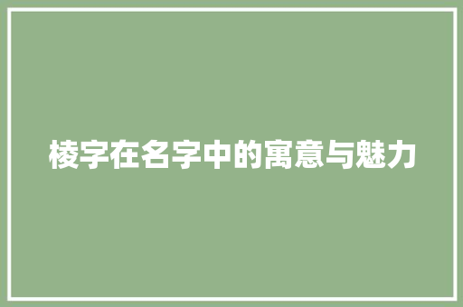 棱字在名字中的寓意与魅力