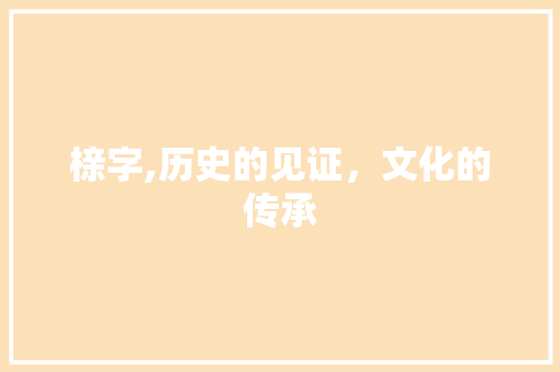 榇字,历史的见证，文化的传承