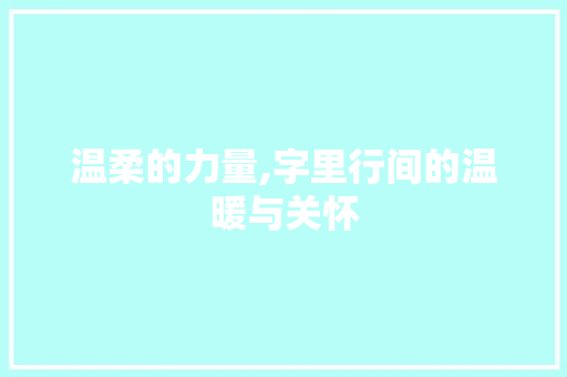 温柔的力量,字里行间的温暖与关怀 诗词应用