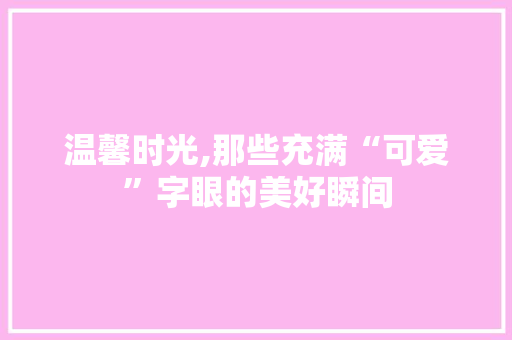 温馨时光,那些充满“可爱”字眼的美好瞬间 项目报告