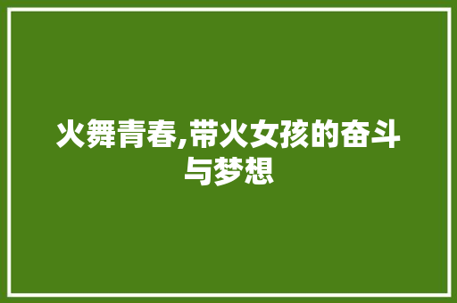 火舞青春,带火女孩的奋斗与梦想 应用文