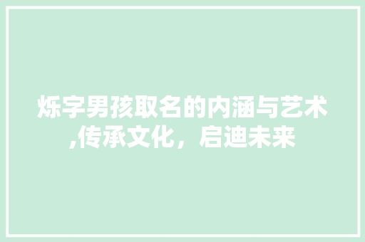 烁字男孩取名的内涵与艺术,传承文化，启迪未来