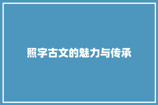 照字古文的魅力与传承