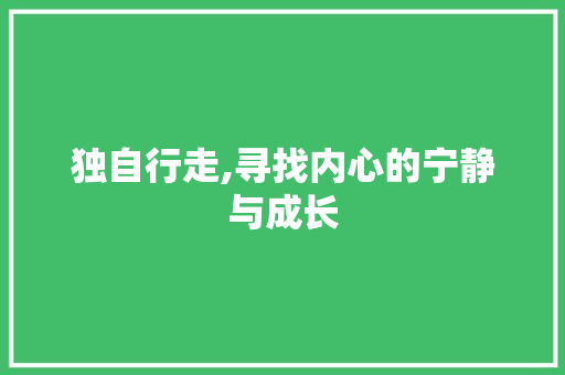 独自行走,寻找内心的宁静与成长