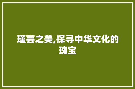 瑾芸之美,探寻中华文化的瑰宝