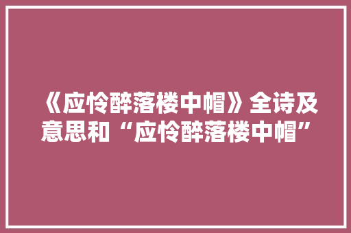 《应怜醉落楼中帽》全诗及意思和“应怜醉落楼中帽”的拼音注释