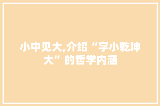 小中见大,介绍“字小乾坤大”的哲学内涵
