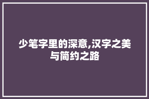 少笔字里的深意,汉字之美与简约之路