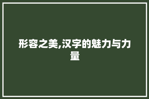 形容之美,汉字的魅力与力量