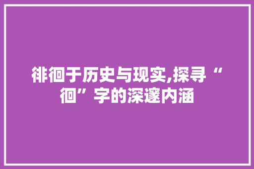 徘徊于历史与现实,探寻“徊”字的深邃内涵