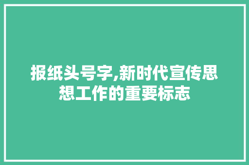 报纸头号字,新时代宣传思想工作的重要标志