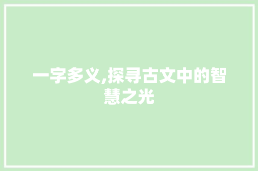 一字多义,探寻古文中的智慧之光