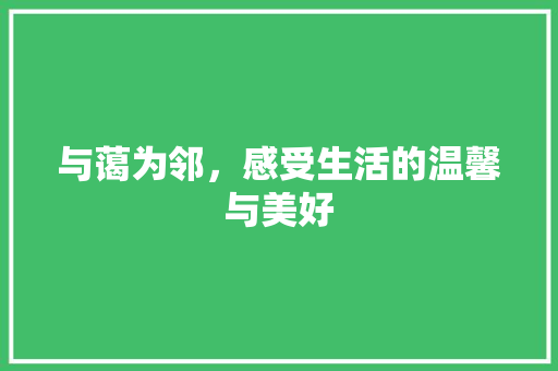 与蔼为邻，感受生活的温馨与美好
