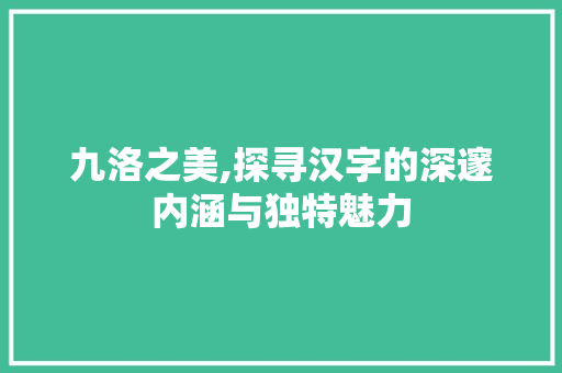 九洛之美,探寻汉字的深邃内涵与独特魅力