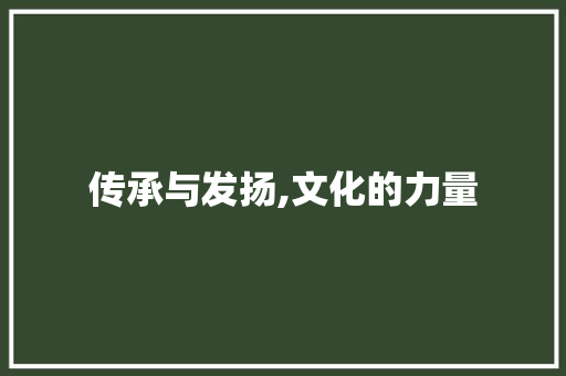 传承与发扬,文化的力量 诗词应用