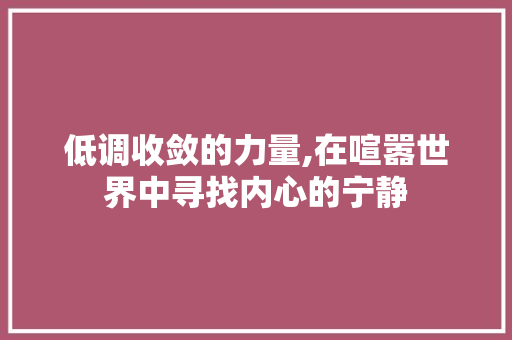 低调收敛的力量,在喧嚣世界中寻找内心的宁静