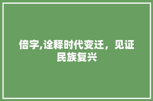 倍字,诠释时代变迁，见证民族复兴
