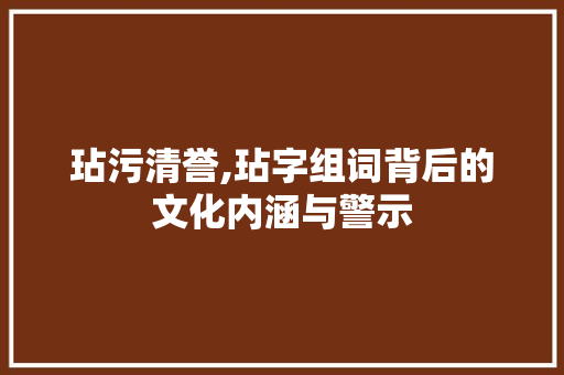 玷污清誉,玷字组词背后的文化内涵与警示 职场写作
