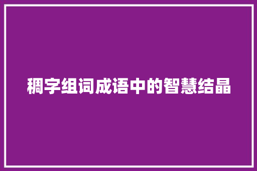 稠字组词成语中的智慧结晶