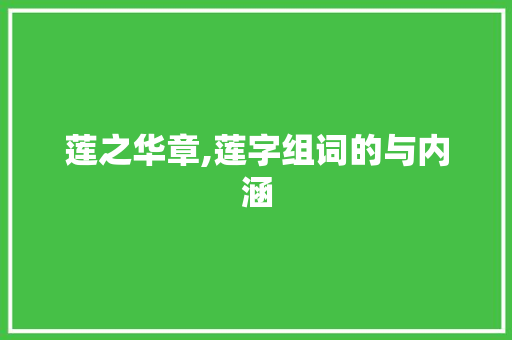 莲之华章,莲字组词的与内涵