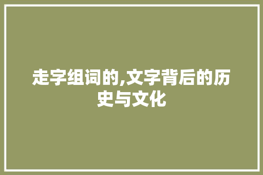 走字组词的,文字背后的历史与文化