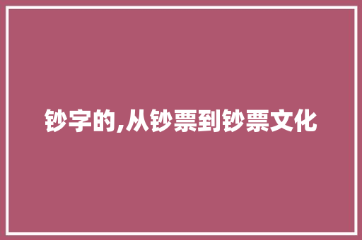 钞字的,从钞票到钞票文化 职场写作