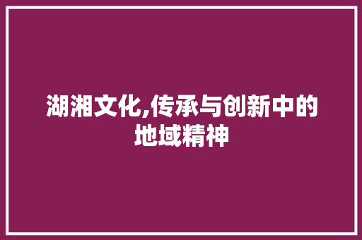 湖湘文化,传承与创新中的地域精神 工作总结