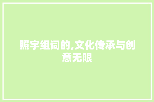 照字组词的,文化传承与创意无限