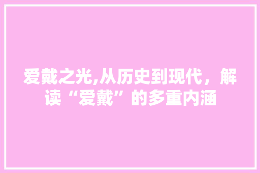爱戴之光,从历史到现代，解读“爱戴”的多重内涵