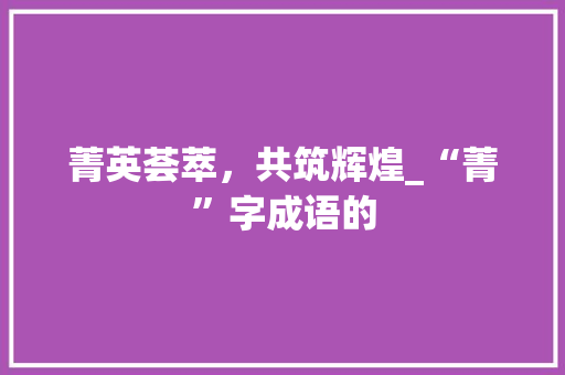 菁英荟萃，共筑辉煌_“菁”字成语的