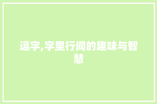 逗字,字里行间的趣味与智慧