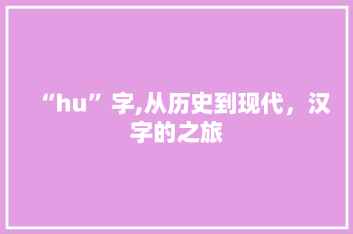 “hu”字,从历史到现代，汉字的之旅