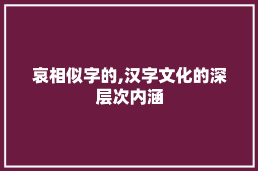 哀相似字的,汉字文化的深层次内涵