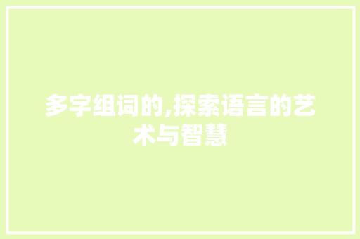 多字组词的,探索语言的艺术与智慧