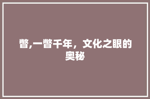瞥,一瞥千年，文化之眼的奥秘