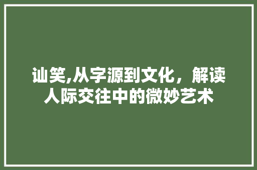 讪笑,从字源到文化，解读人际交往中的微妙艺术