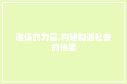 邀请的力量,构建和谐社会的桥梁 工作总结