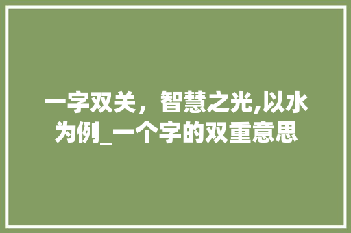 一字双关，智慧之光,以水为例_一个字的双重意思
