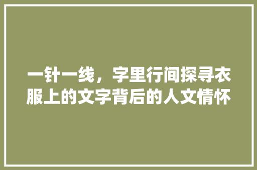 一针一线，字里行间探寻衣服上的文字背后的人文情怀_衣服上的字是什么意思